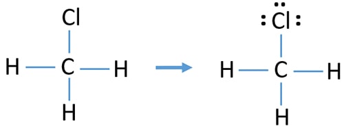 mark lone pairs on atoms in CH3Cl